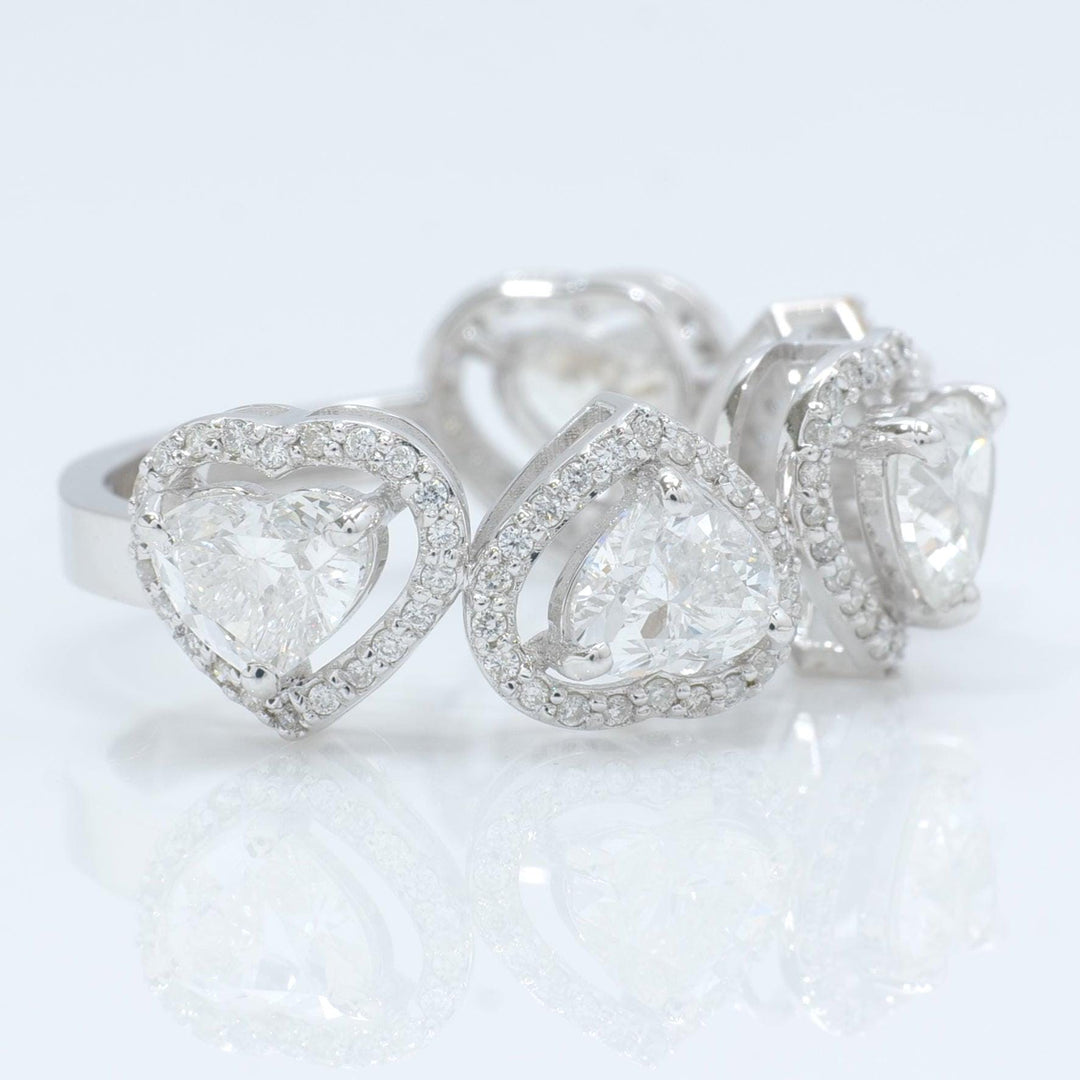 14k Solid Gold Heart Diamond Halo Eternity Band Ring: Certified Wedding Jewelry