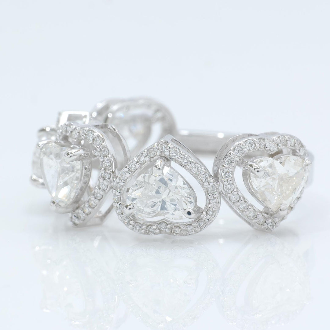 14k Solid Gold Heart Diamond Halo Eternity Band Ring: Certified Wedding Jewelry