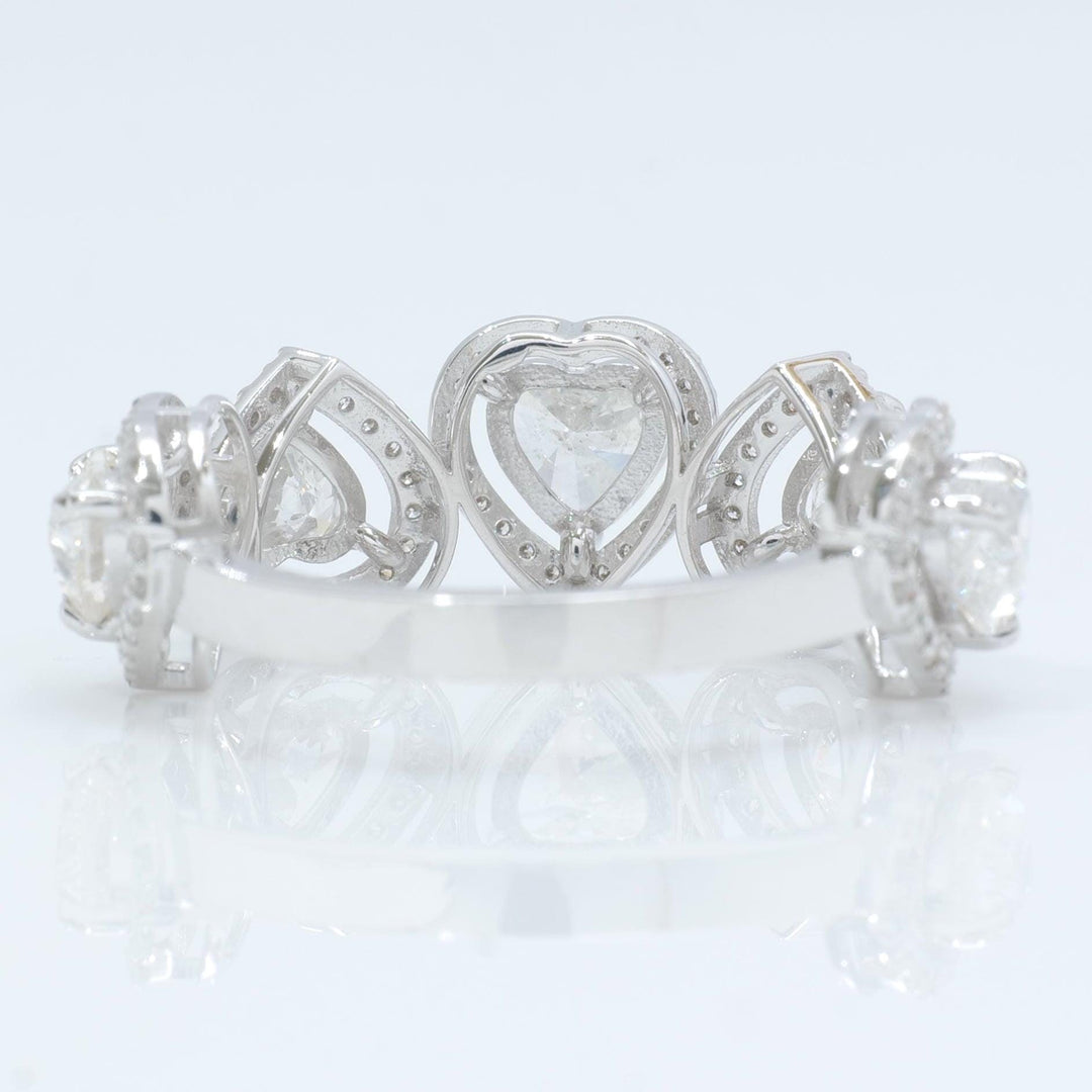 14k Solid Gold Heart Diamond Halo Eternity Band Ring: Certified Wedding Jewelry