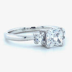 Load image into Gallery viewer, IGI Certified 3 Stone Lab grown Diamond: 14K Solid Gold Princess Solitaire Engagement Ring
