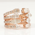 Load image into Gallery viewer, Pear &amp; Oval Diamond Broad Band Ring, 14k Solid Gold Ring, Natural Diamonds, Multi-Row Cocktail Statement Band, Ready To Ship, HRD Certified
