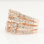 Load image into Gallery viewer, Pear &amp; Oval Diamond Broad Band Ring, 14k Solid Gold Ring, Natural Diamonds, Multi-Row Cocktail Statement Band, Ready To Ship, HRD Certified
