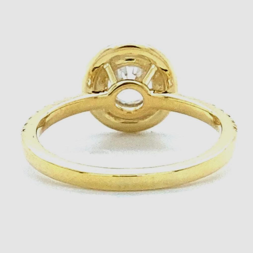 IGI Certified 0.70ct Lab grown Round Solitaire Diamond Ring: 14K Solid Gold Halo Wedding Ring