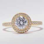 Load image into Gallery viewer, IGI Certified 0.70ct Lab grown Round Solitaire Diamond Ring: 14K Solid Gold Halo Wedding Ring
