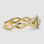 Load image into Gallery viewer, IGI Certified Lab grown Solitaire Halo Diamond Ring: 14K Solid Gold Bridal Twisted Band Ring
