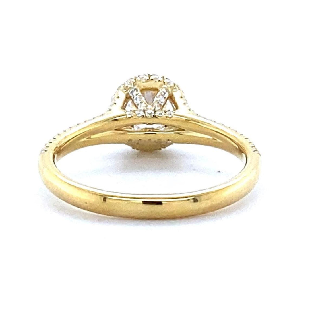 IGI Certified Lab grown Halo Solitaire Engagement Ring: 14K Solid Gold Diamond Wedding Ring