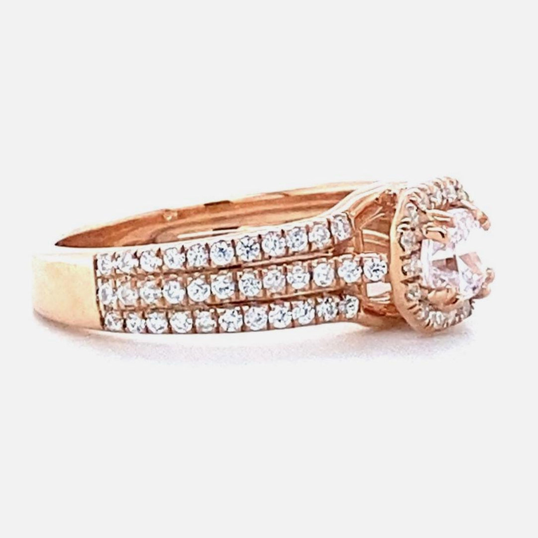 IGI Certified Lab grown Asscher Halo Engagement Ring: 14K Solid Gold Solitaire Wedding Ring