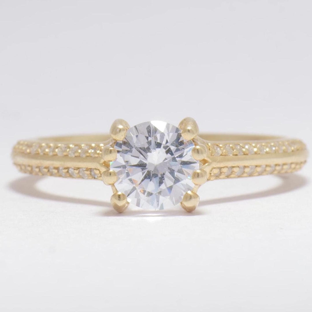 IGI Certified Lab grown Solitaire Diamond Engagement Ring: 14K Solid Gold Wedding Pave Band