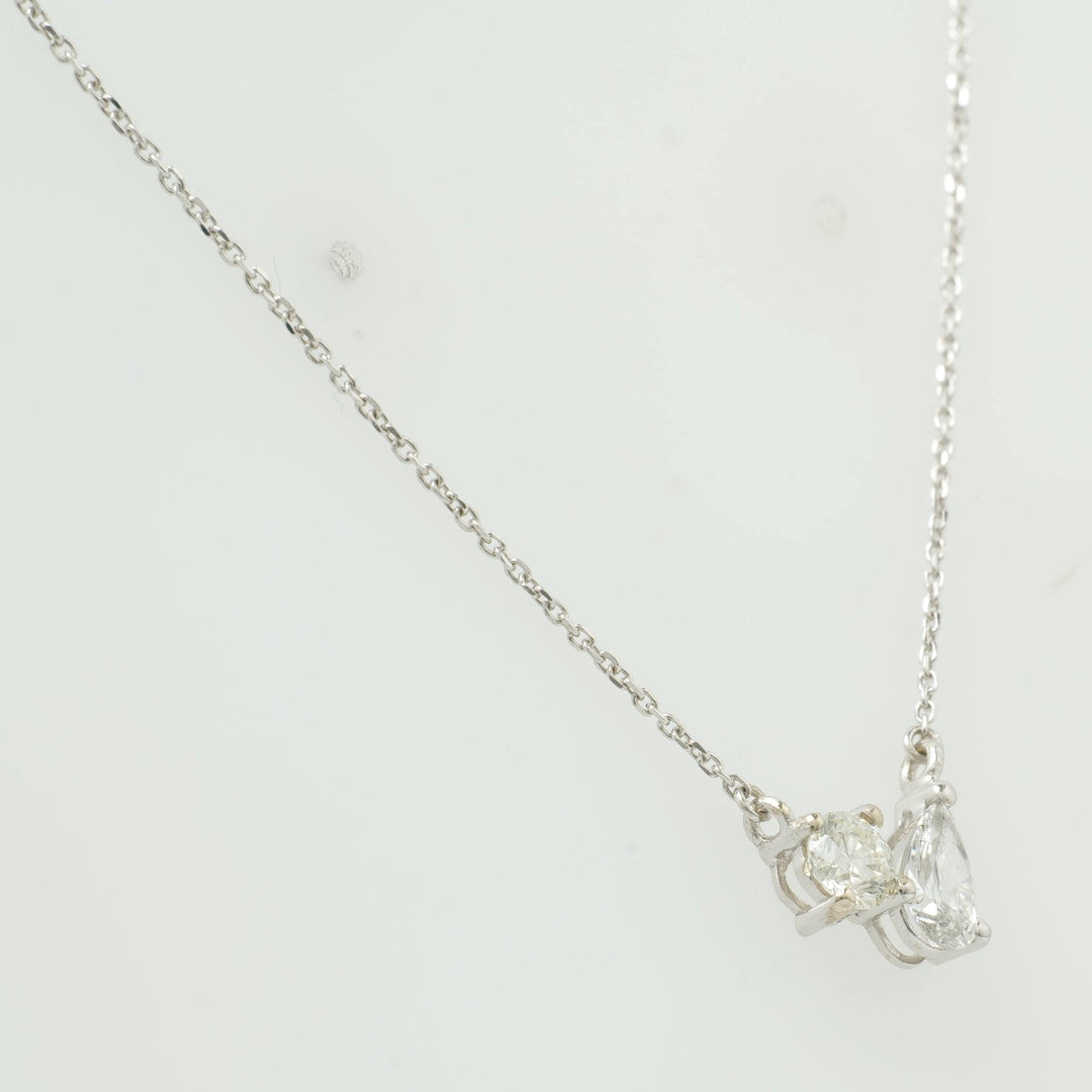 14k Solid Gold Natural Diamond Stacking Necklace: Two-Stone Minimalistic Jewellery, Certified Jewelry