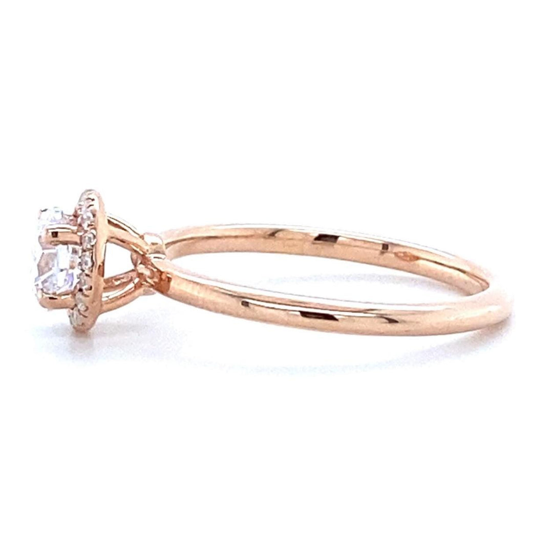 IGI Certified Lab Grown Diamond Engagement Ring: 14K Solid Gold Halo Solitaire Ring