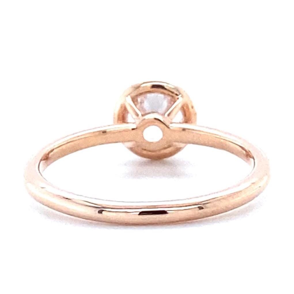 IGI Certified Lab Grown Diamond Engagement Ring: 14K Solid Gold Halo Solitaire Ring