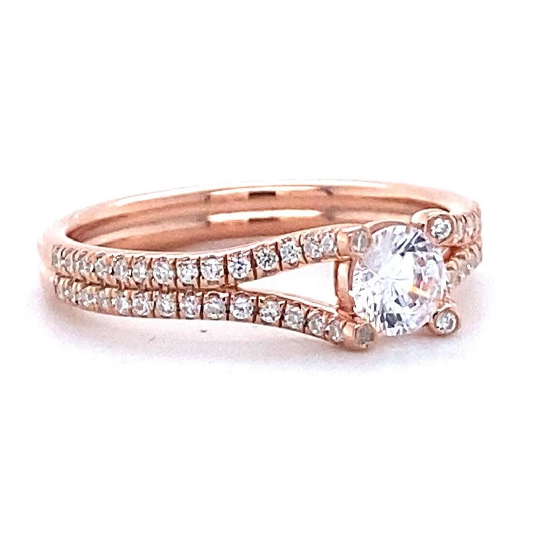 IGI Certified Lab grown Solitaire Ring: 14K Solid Gold Split Shank Engagement Ring