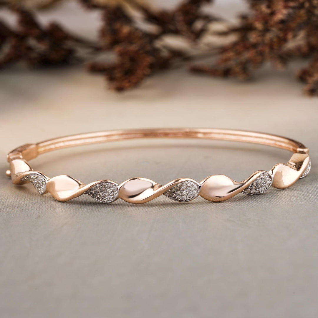 Wavy Natural Diamond Pave Cuff Bracelet: 14k Solid Gold Stackable Minimalist Jewelry, IGI Certified, Ready To Ship