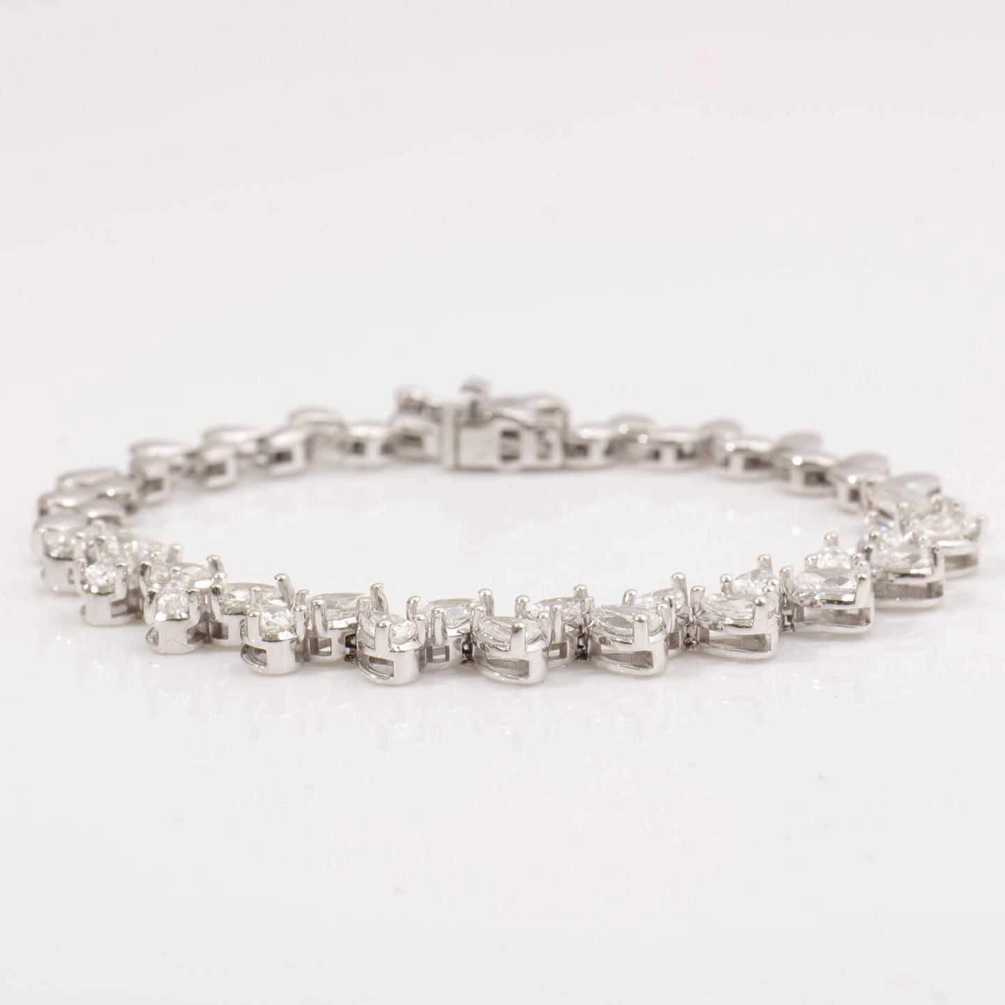 Pear Natural Diamond Tennis Bracelet: 14k Solid Gold Leaves Stackable Bracelet, HRD Certified, Ready To Ship