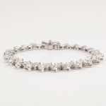 Load image into Gallery viewer, Pear Natural Diamond Tennis Bracelet: 14k Solid Gold Leaves Stackable Bracelet, HRD Certified, Ready To Ship
