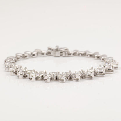 Pear Natural Diamond Tennis Bracelet: 14k Solid Gold Leaves Stackable Bracelet, HRD Certified, Ready To Ship