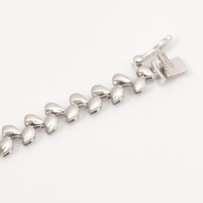 Pear Natural Diamond Tennis Bracelet: 14k Solid Gold Leaves Stackable Bracelet, HRD Certified, Ready To Ship