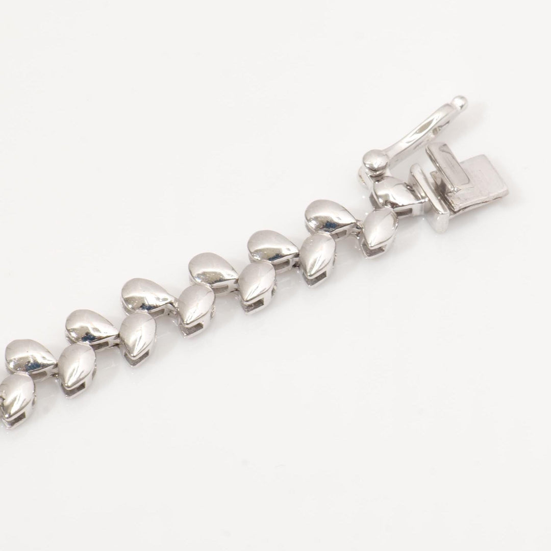 Pear Natural Diamond Tennis Bracelet: 14k Solid Gold Leaves Stackable Bracelet, HRD Certified, Ready To Ship