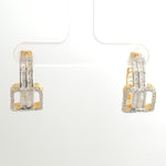 Load image into Gallery viewer, Two-Tone Baguette Diamond Hoop Earrings: 14k Gold Huggies, IGI Certified
