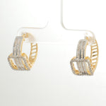 Load image into Gallery viewer, Two-Tone Baguette Diamond Hoop Earrings: 14k Gold Huggies, IGI Certified
