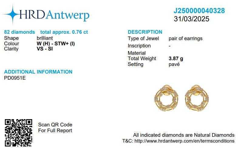 Round Cluster Natural Diamond Earrings: 14K Solid Gold Circular Halo Tube Studs, HRD Certification, Ready To Ship