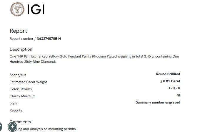 Curved Wave Natural Diamond Pave Pendant: 14k Solid Gold Iced Out Necklace, IGI Certified, Ready To Ship