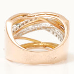 Load image into Gallery viewer, Criss Cross Natural Diamond Band Ring: 14k Solid Gold Wide Cocktail Statement Ring, HRD Certified, Ready To Ship
