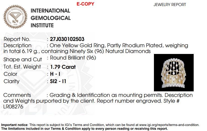 Lattice Openwork Natural Diamond Ring: 14k Solid Gold Cage Cocktail Ring, IGI Certified, Ready To Ship