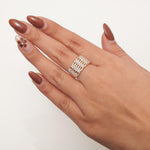 Load image into Gallery viewer, Round and Baguette Natural Diamond Ring: 14K Solid Gold Half Eternity Wide Cocktail Band, IGI Certified, Ready To Ship
