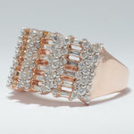 Load image into Gallery viewer, Round and Baguette Natural Diamond Ring: 14K Solid Gold Half Eternity Wide Cocktail Band, IGI Certified, Ready To Ship
