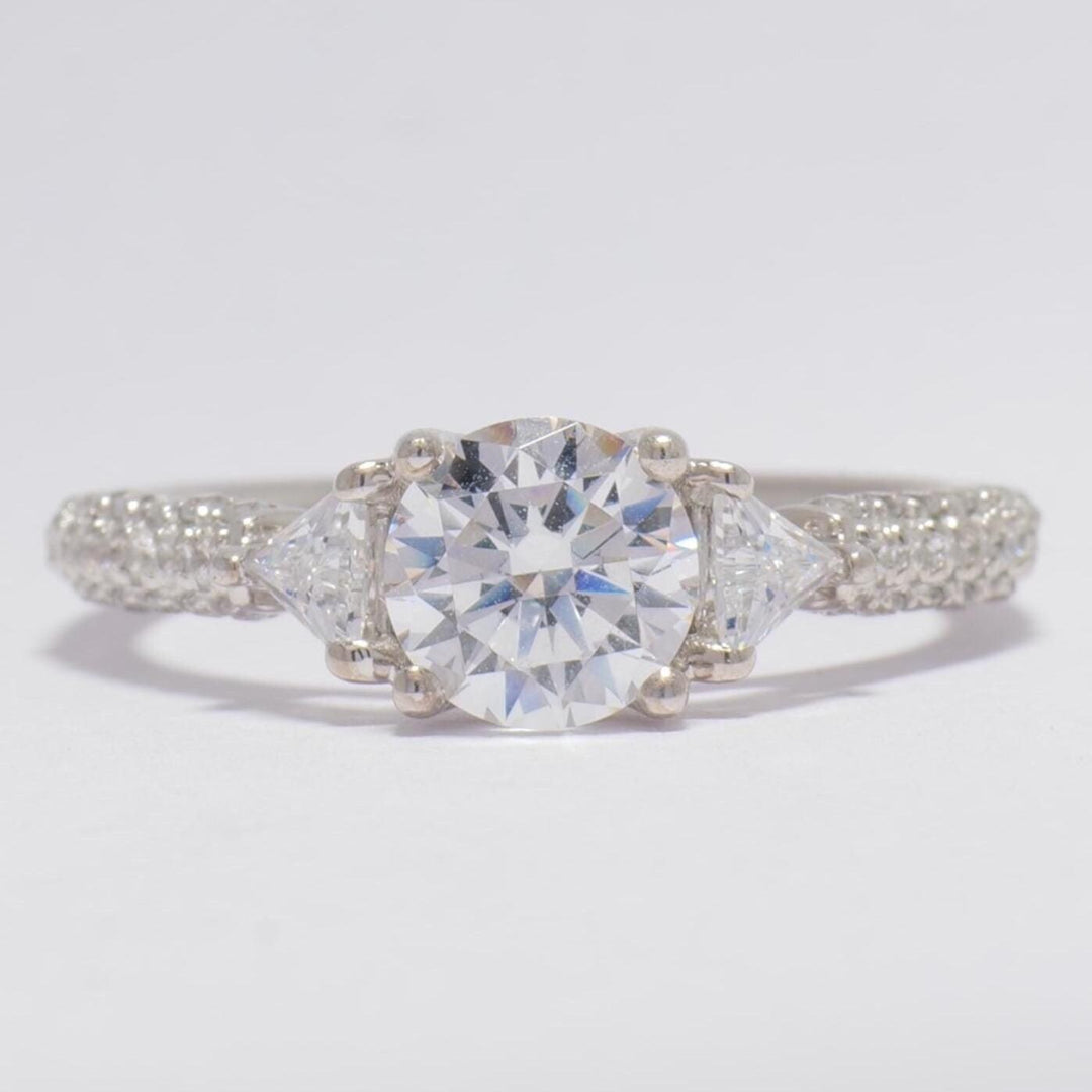 IGI Certified Round Solitaire Lab grown diamond ring: 14K Solid Gold Trillion Engagement Ring, Wedding Ring