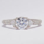 Load image into Gallery viewer, IGI Certified Round Solitaire Lab grown diamond ring: 14K Solid Gold Trillion Engagement Ring, Wedding Ring
