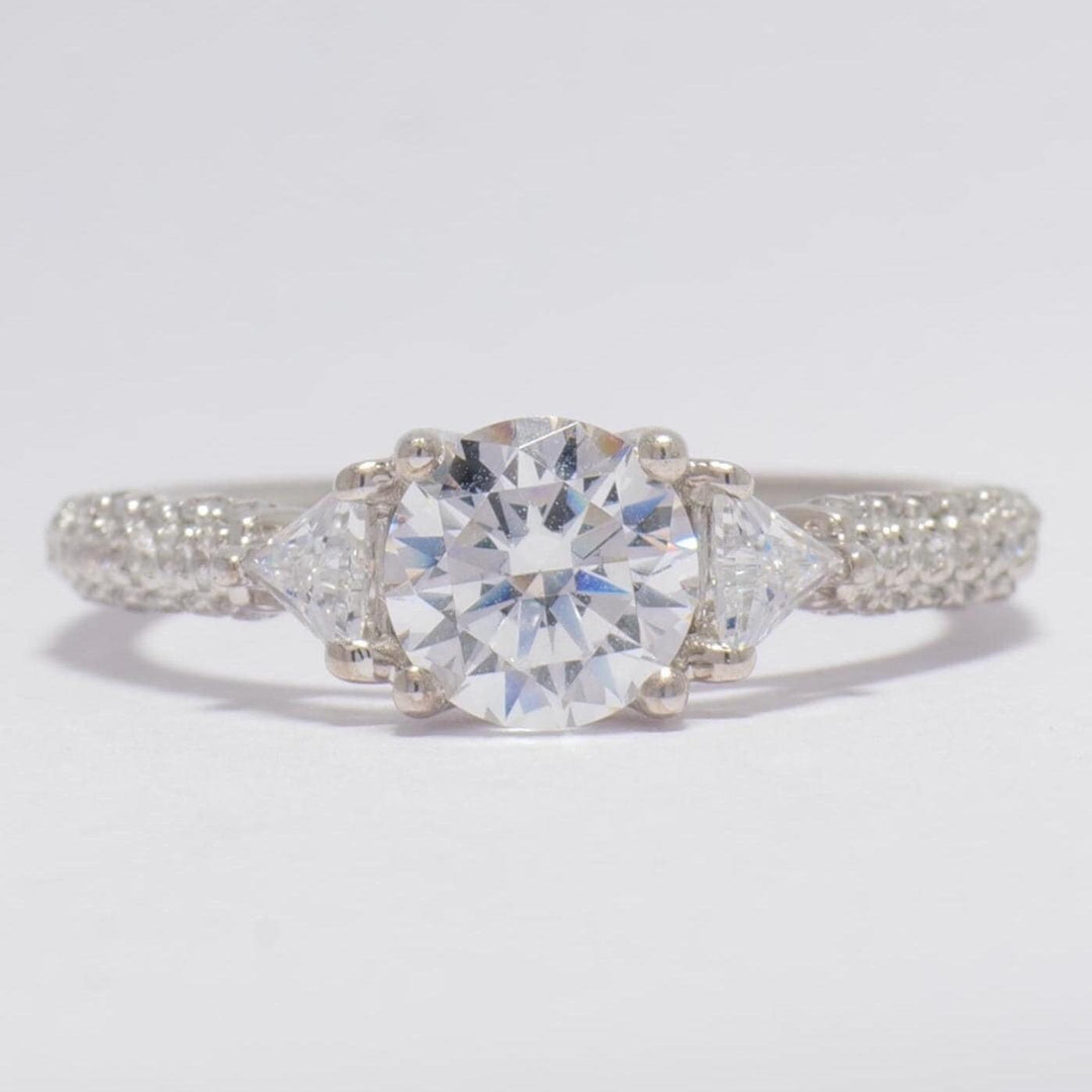 IGI Certified Round Solitaire Lab grown diamond ring: 14K Solid Gold Trillion Engagement Ring, Wedding Ring