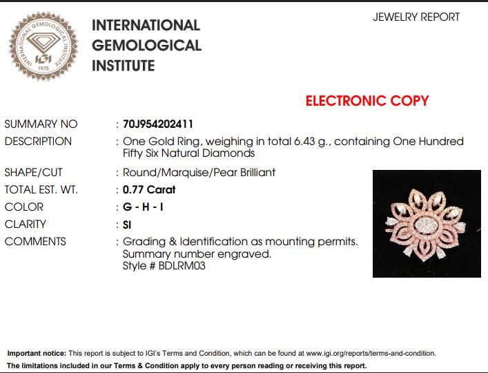 Flower Halo Natural Diamond Ring: 14k Solid Gold Marquise & Round Floral Cocktail Ring, Certified Jewelry