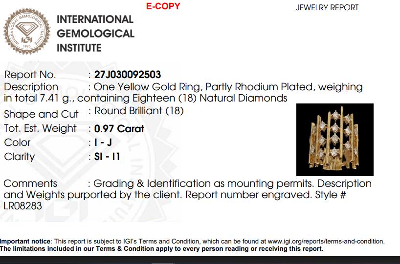 Geometric Wide Natural Diamond Ring: 14k Solid Gold Cocktail Band Ring, IGI Certified, Ready To Ship