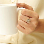 Load image into Gallery viewer, Square Floral Natural Diamond Ring: 14k Solid Gold Cluster Halo Statement Ring, IGI Certified, Ready To Ship
