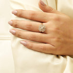 Load image into Gallery viewer, Square Floral Natural Diamond Ring: 14k Solid Gold Cluster Halo Statement Ring, IGI Certified, Ready To Ship
