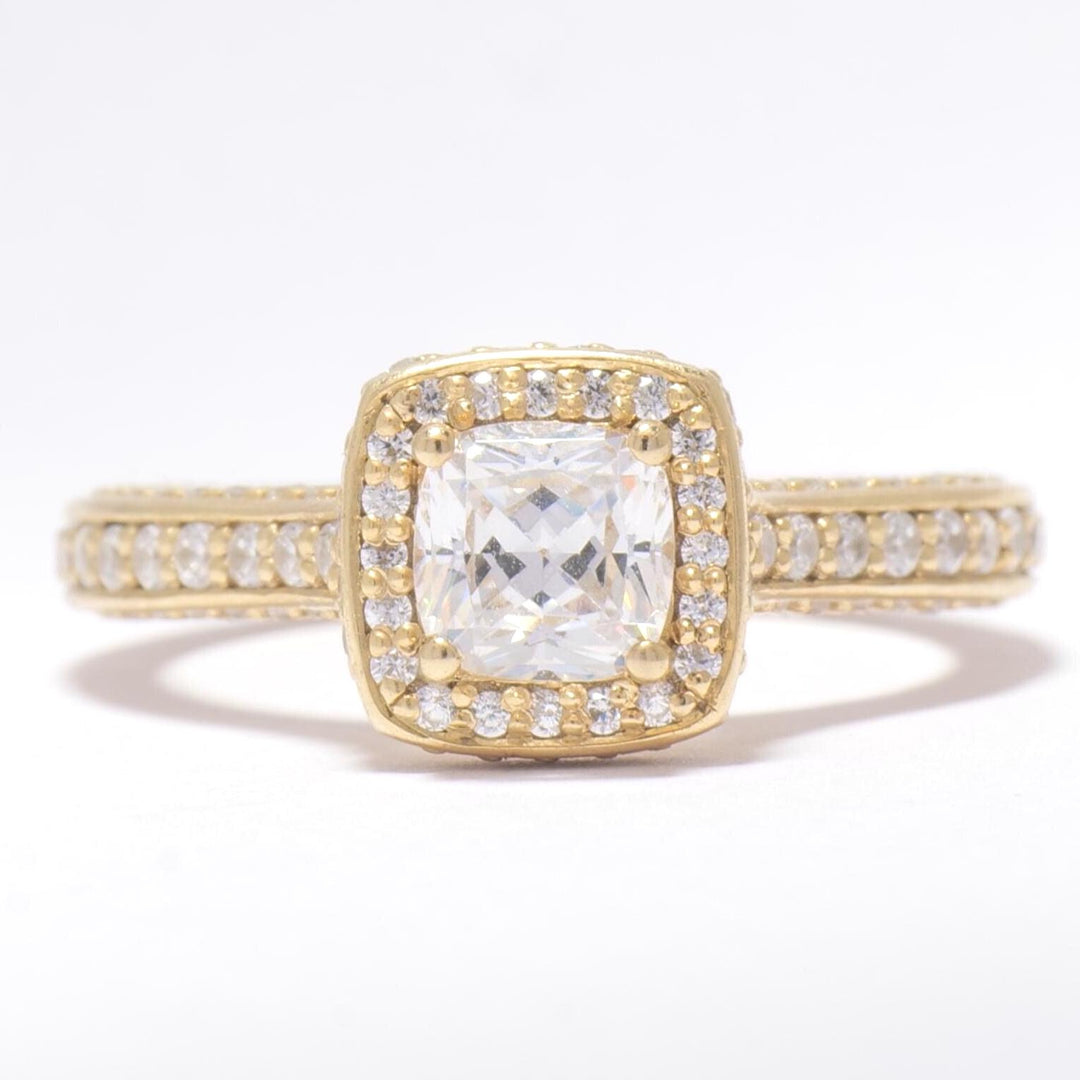 IGI Certified Lab Grown Cushion Halo Ring: 14K Solid Gold Wedding Ring