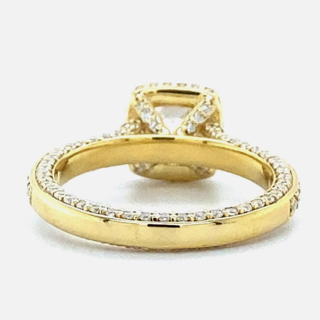 IGI Certified Lab Grown Cushion Halo Ring: 14K Solid Gold Wedding Ring