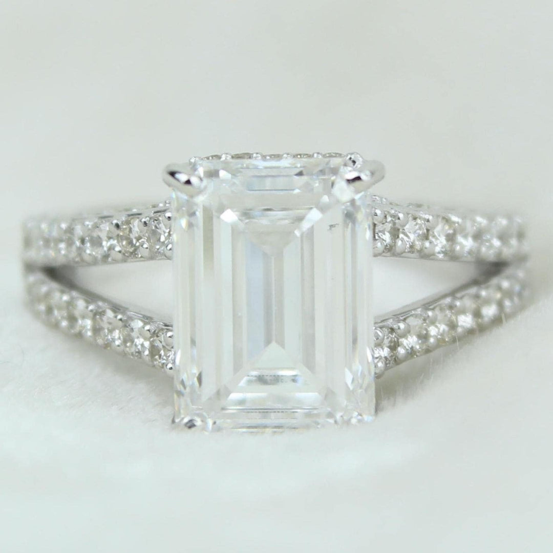 IGI Certified Lab Grown Emerald Cut Diamond Ring: 14k Solid Gold Solitaire Engagement Ring