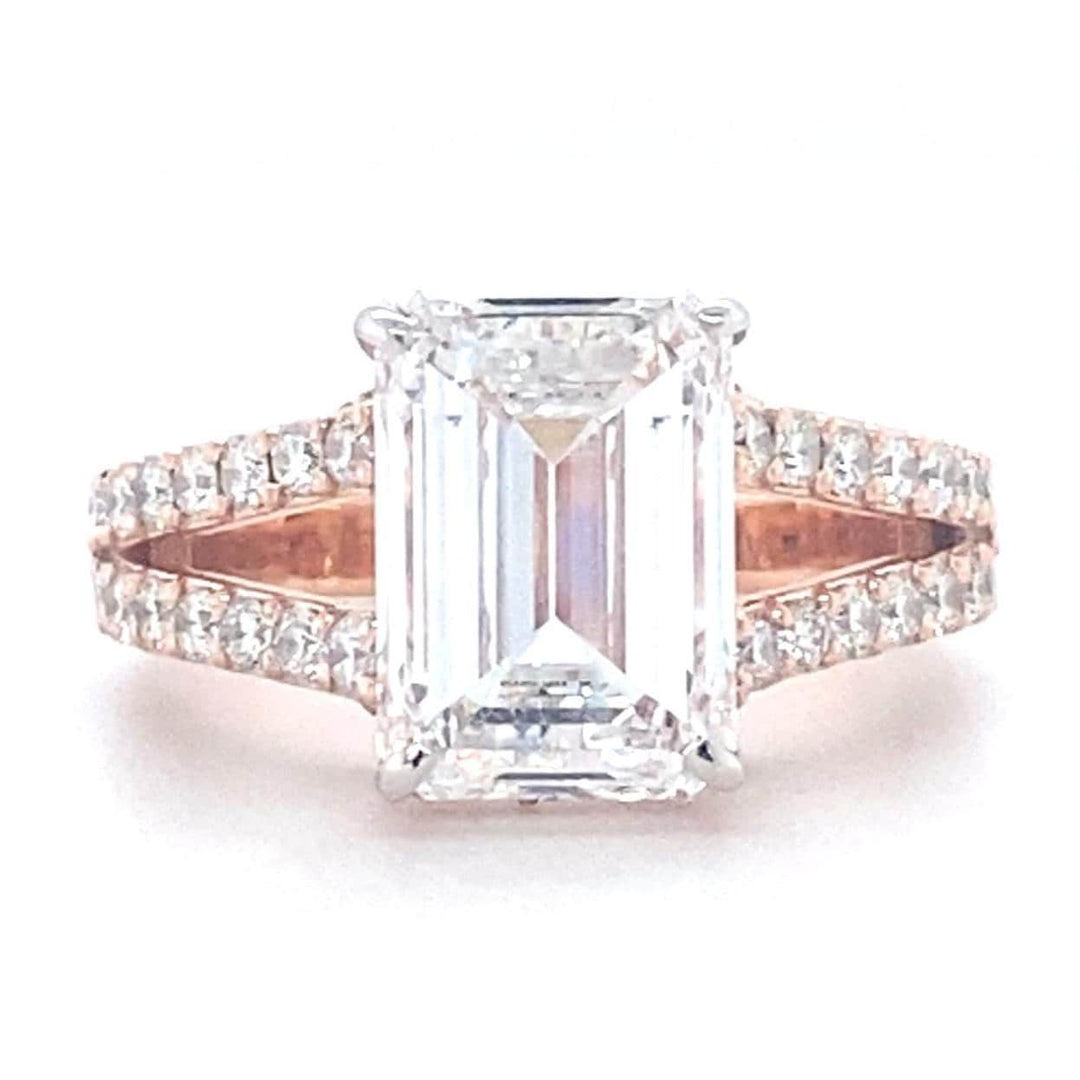 IGI Certified Lab Grown Emerald Cut Diamond Ring: 14k Solid Gold Solitaire Engagement Ring