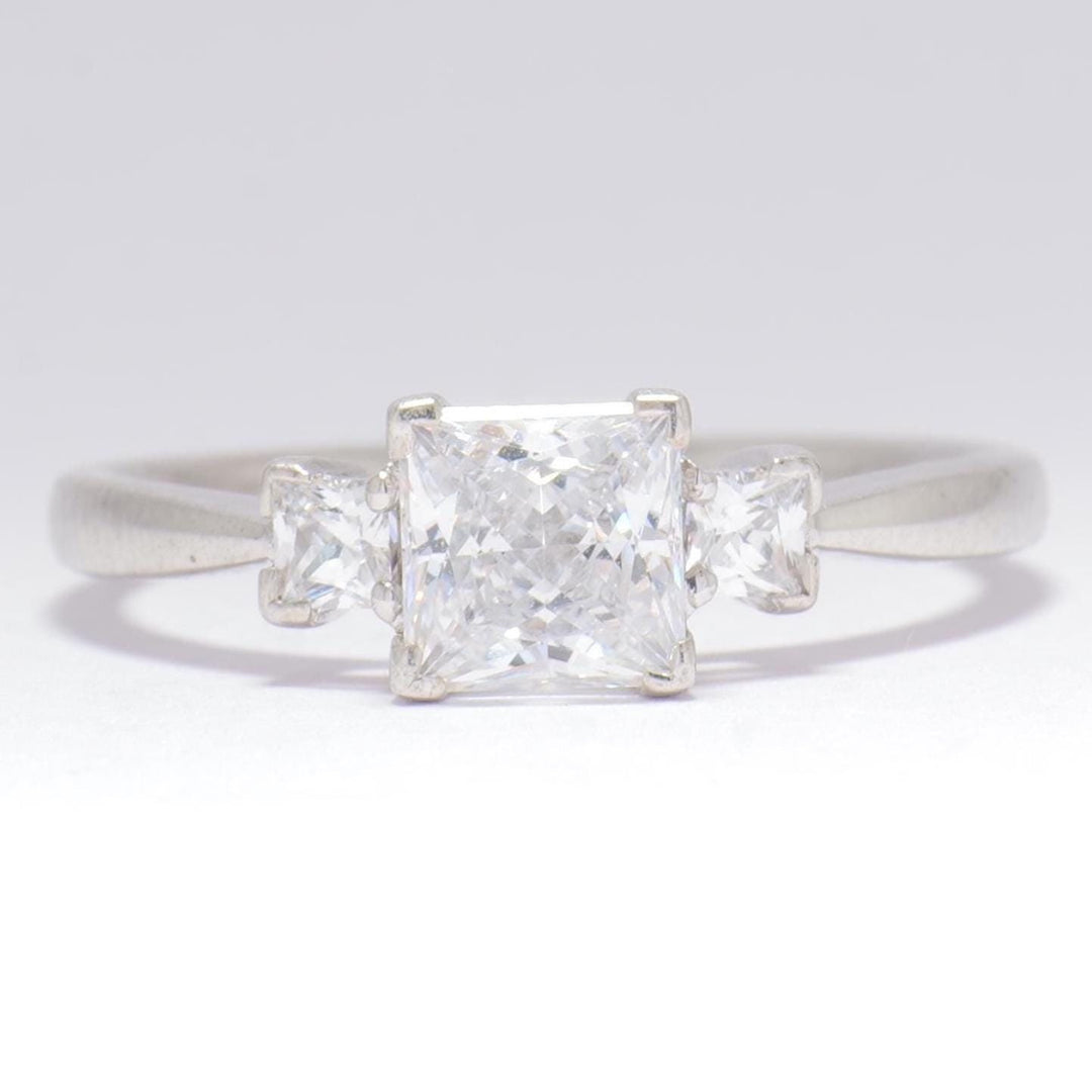 IGI Certified 3 Stone Lab grown Diamond: 14K Solid Gold Princess Solitaire Engagement Ring