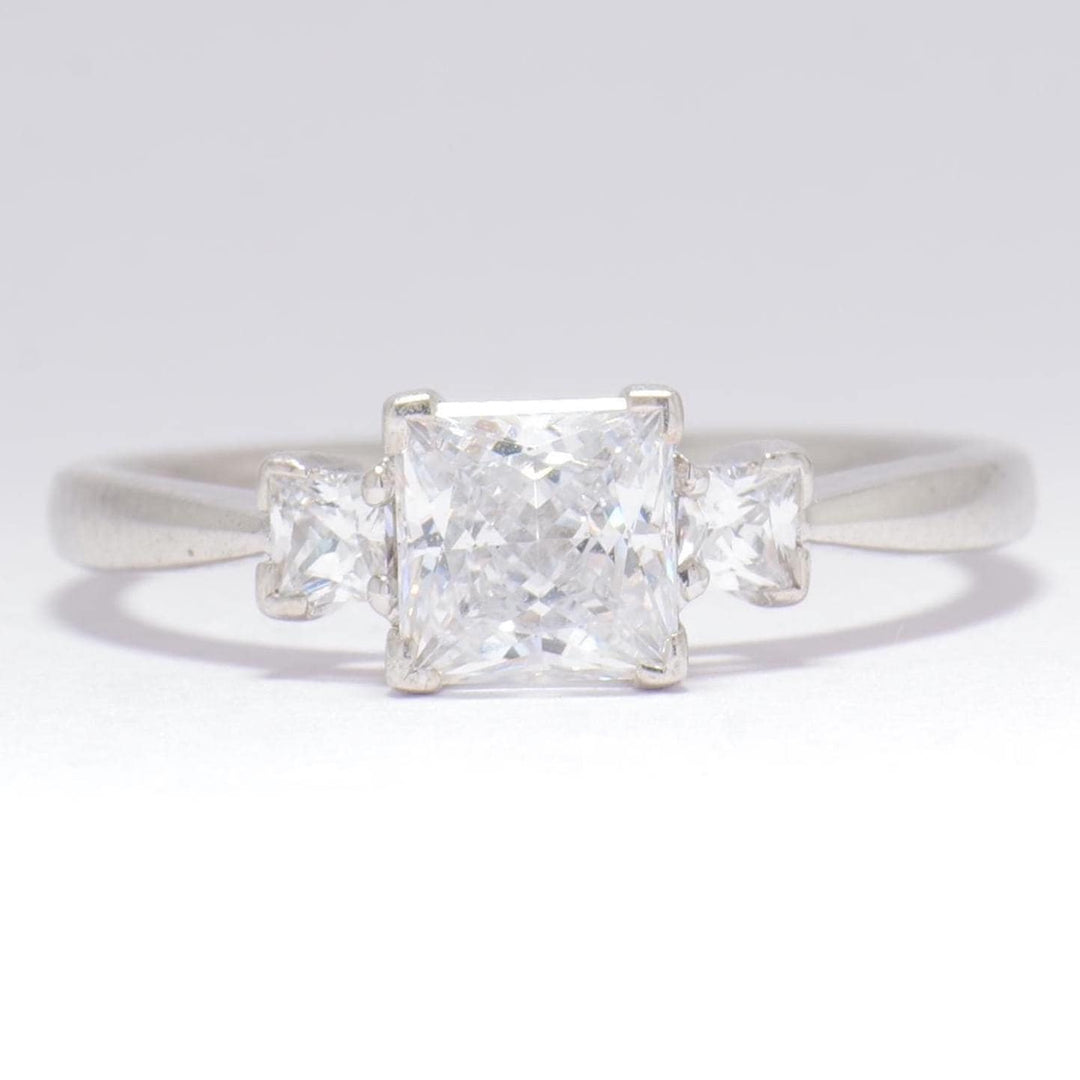 IGI Certified 3 Stone Lab grown Diamond: 14K Solid Gold Princess Solitaire Engagement Ring