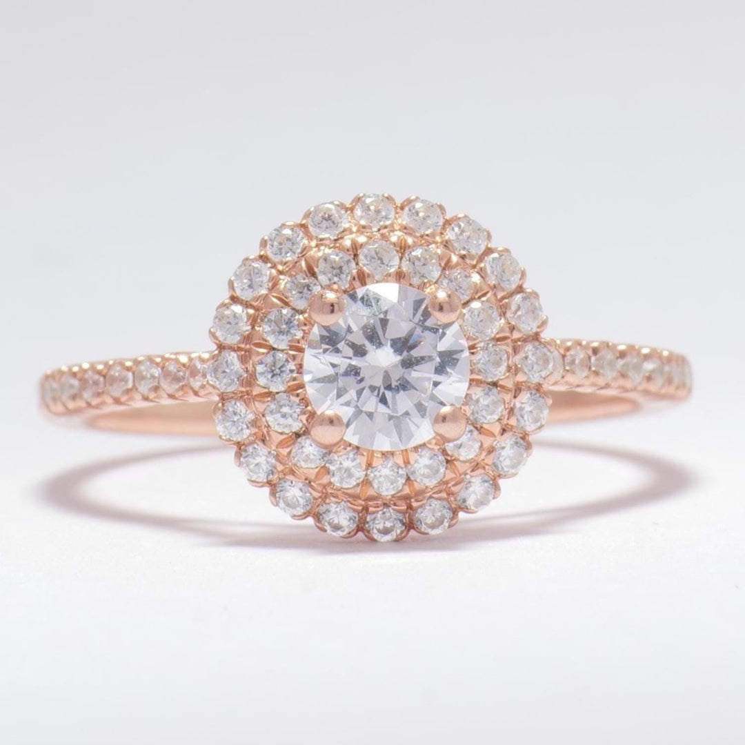 IGI Certified 0.70ct Lab grown Solitaire Halo Diamond ring: 14K Solid Gold Promise Wedding Ring