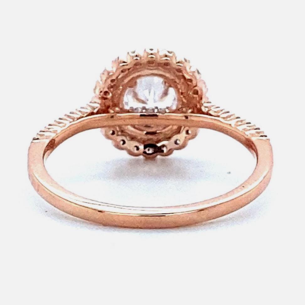 IGI Certified 0.70ct Lab grown Solitaire Halo Diamond ring: 14K Solid Gold Promise Wedding Ring