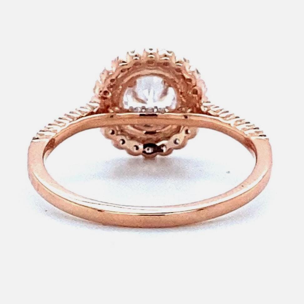 IGI Certified 0.70ct Lab grown Solitaire Halo Diamond ring: 14K Solid Gold Promise Wedding Ring