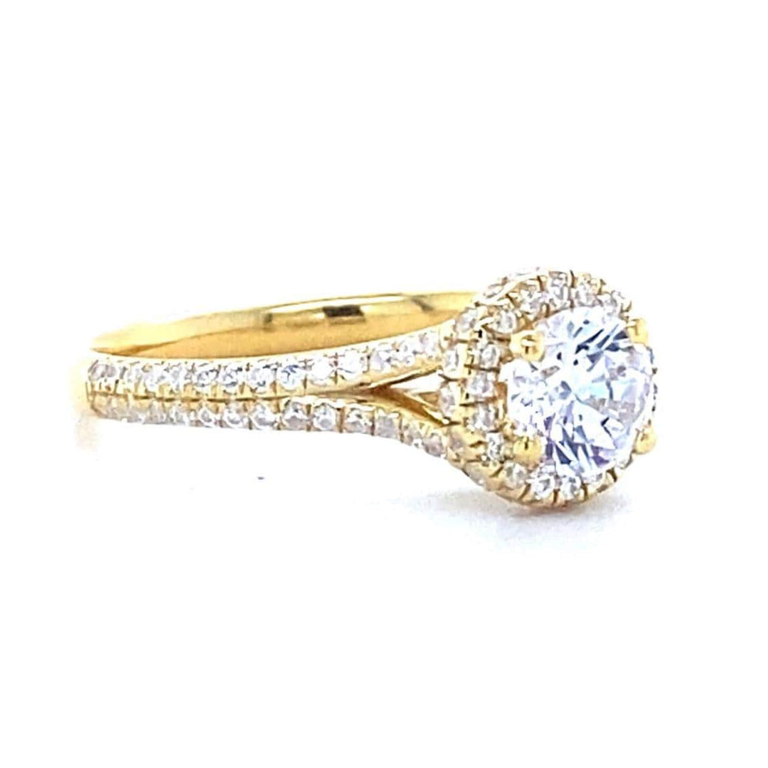 IGI Certified Lab grown Halo Solitaire Engagement Ring: 14K Solid Gold Diamond Wedding Ring