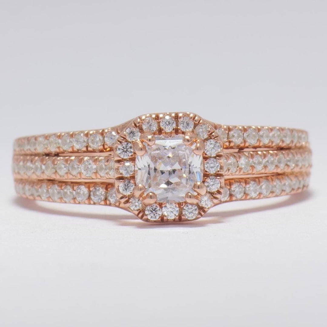 IGI Certified Lab grown Asscher Halo Engagement Ring: 14K Solid Gold Solitaire Wedding Ring