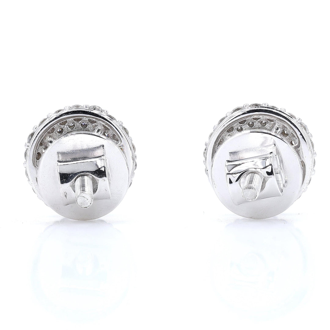 Solitaire Natural Diamond Earrings: 14k Solid Gold Halo Pave Minimalistic Studs, Certified Jewelry