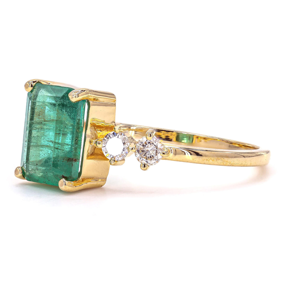 Natural Emerald Cut Emerald Diamond Ring, 14k Solid Gold, Natural Diamonds, Rectangular Gemstone Jewellery, Promise Ring, Certified Jewelry